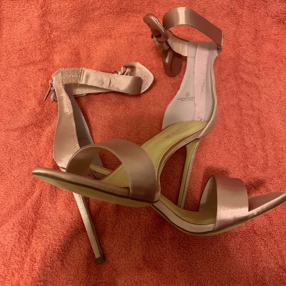 Liliana Satin Pink Ankle Strap Heels